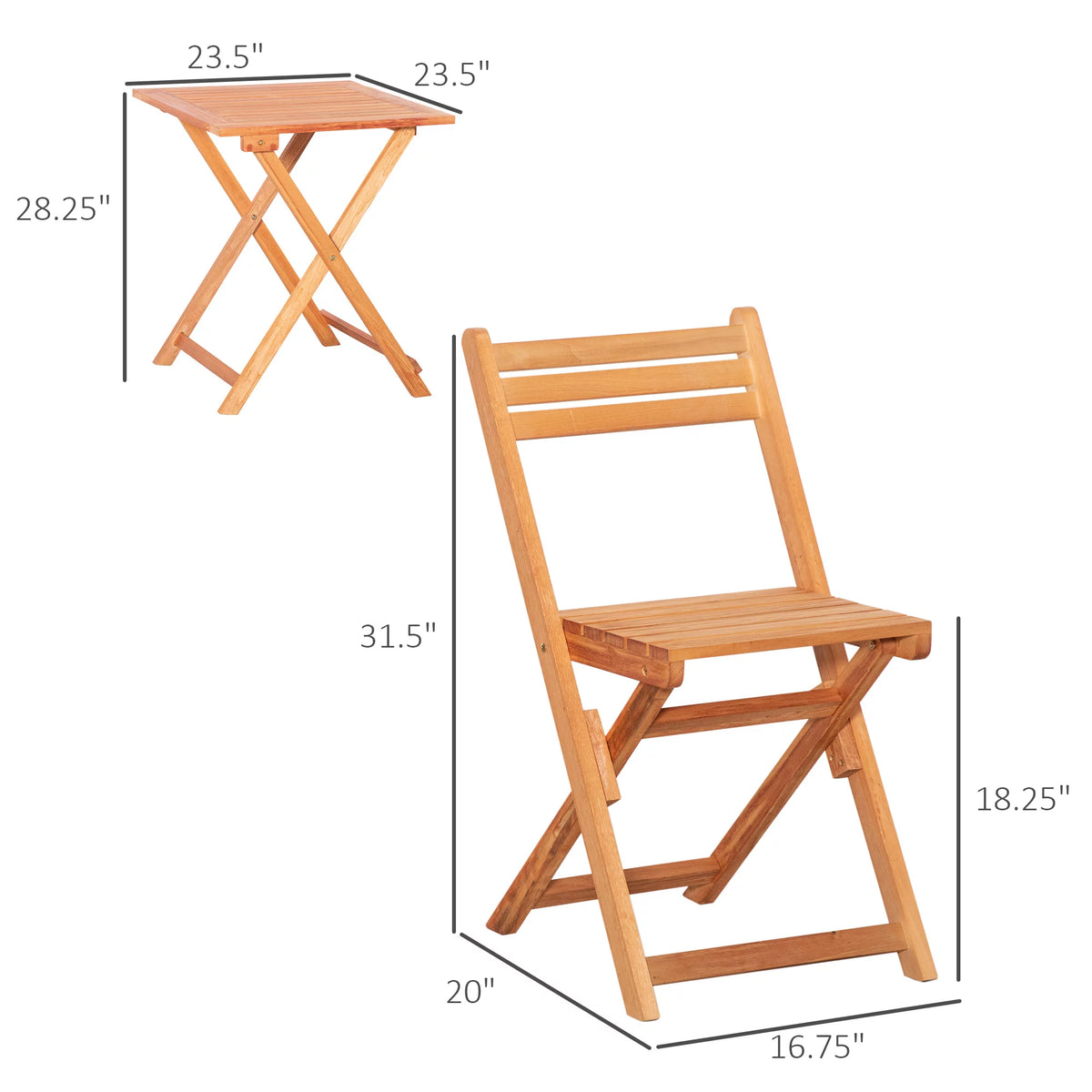 3 Piece Wooden Patio Bistro Set X640