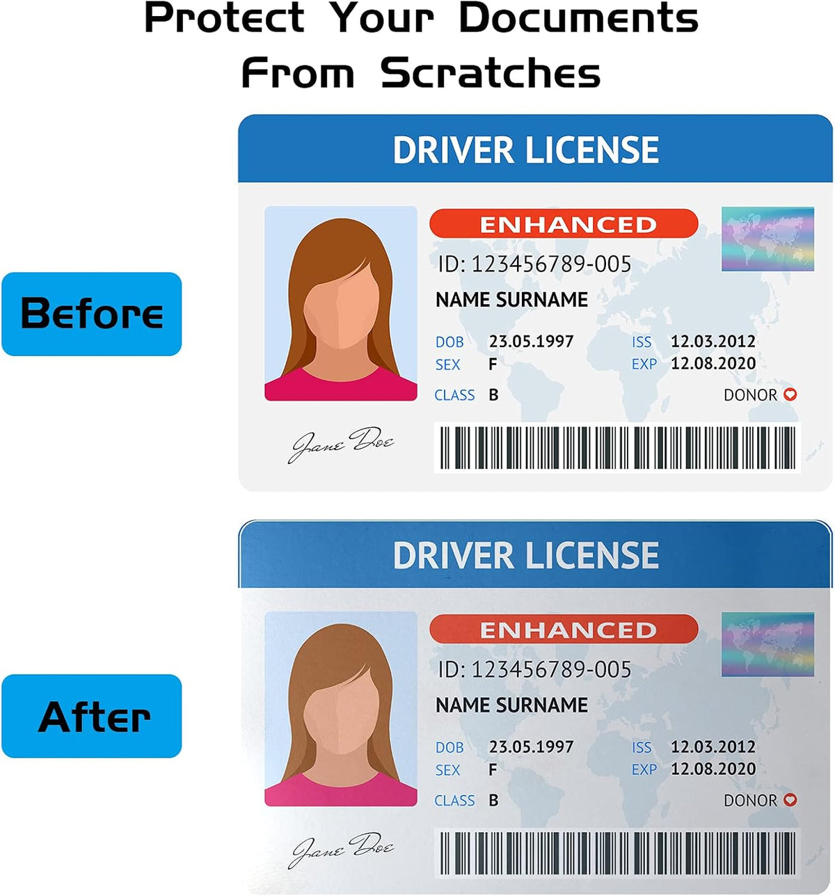 30 Pieces Clear Self Stick ID Card Protective Overlay, 2.05 x 3.3 Inch W869