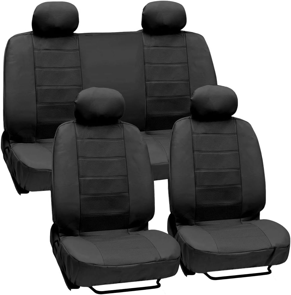 Black Leatherette Car Seat Cover Set N28936