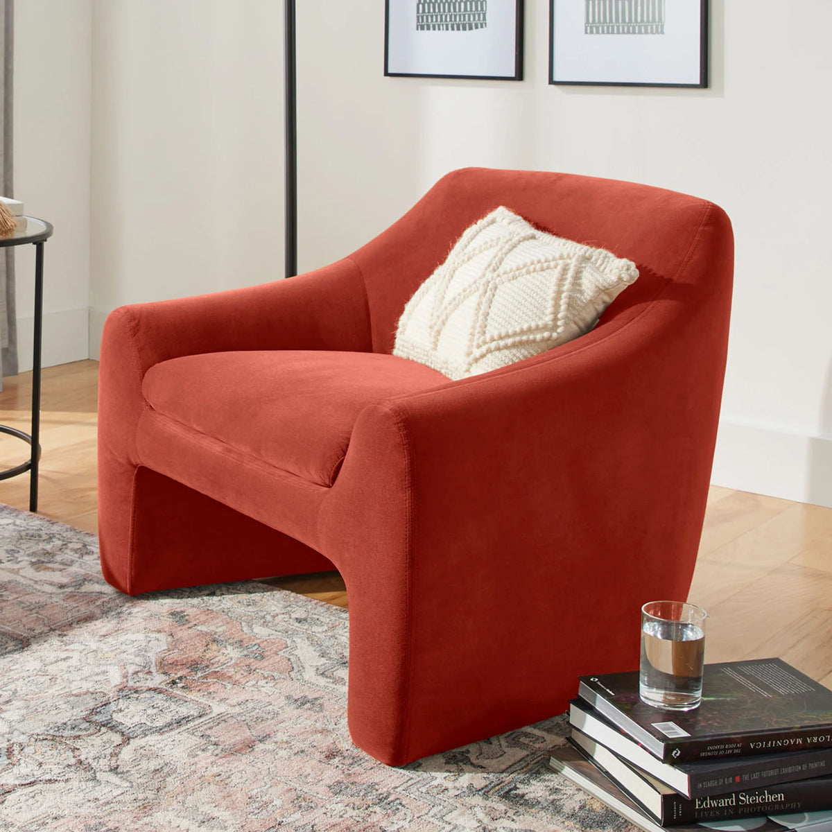 Rustic Red Velvet Accent Chair J54999
