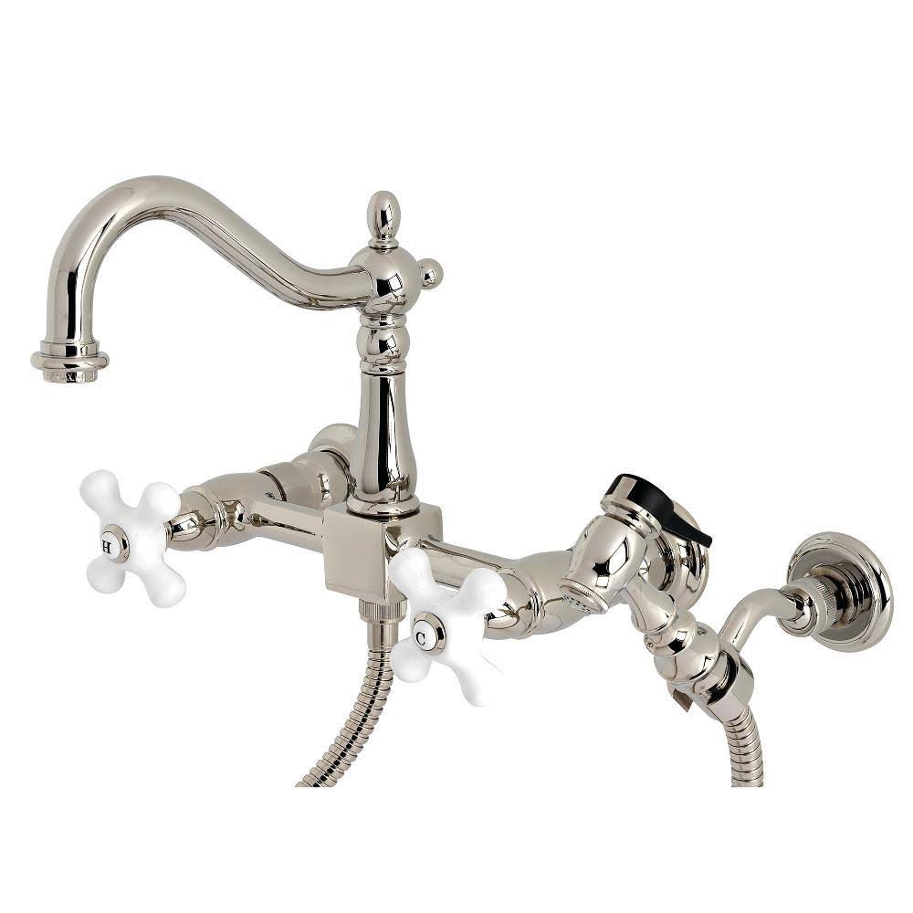 Oil Rubbed Bronze Wall Mount Kitchen Faucet with Brass Sprayer W359