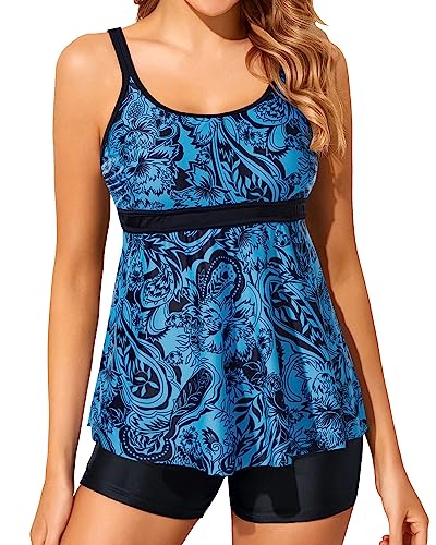 Two Piece Tankini Bathing Suits with Boy Shorts F882