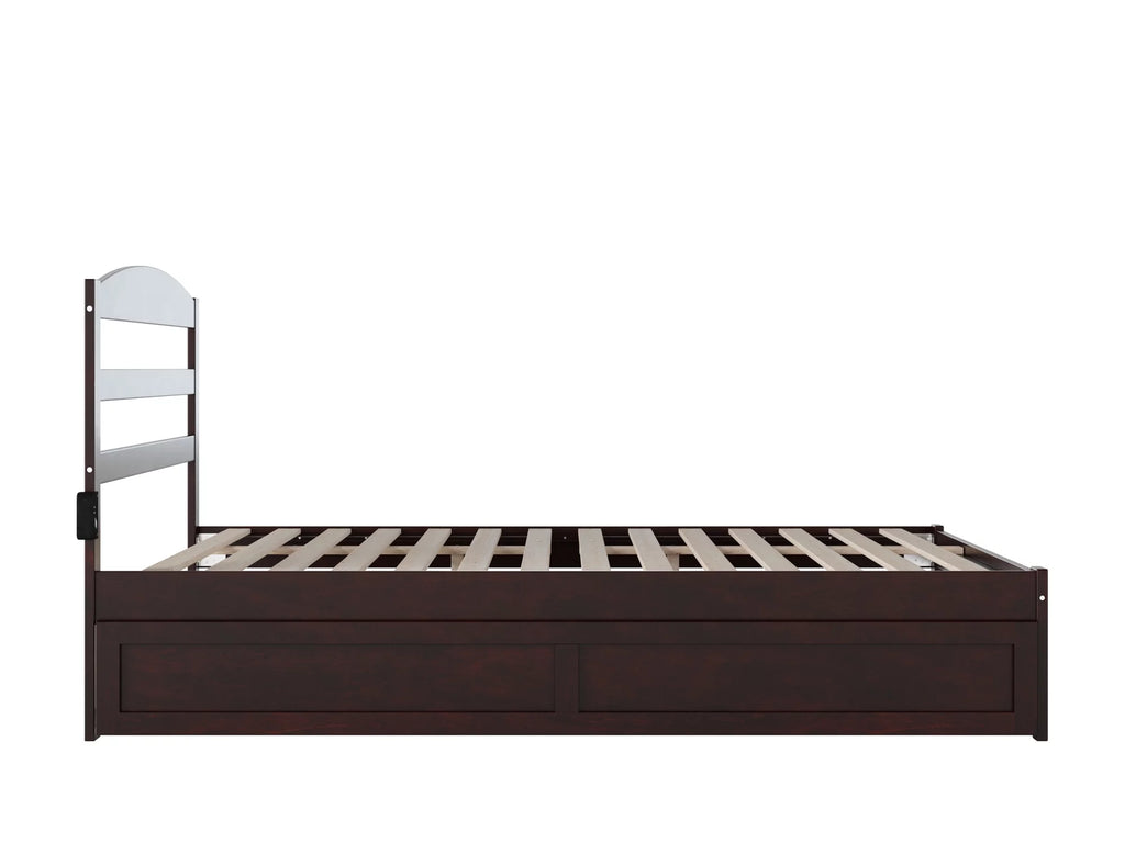 14" Queen Wood Platform Bed Frame with Twin XL Trundle, Espresso N9558