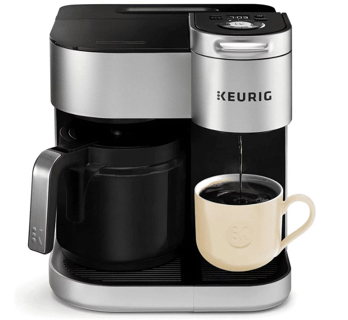 Silver Single Serve and 12-Cup Drip Coffee Maker B64181
