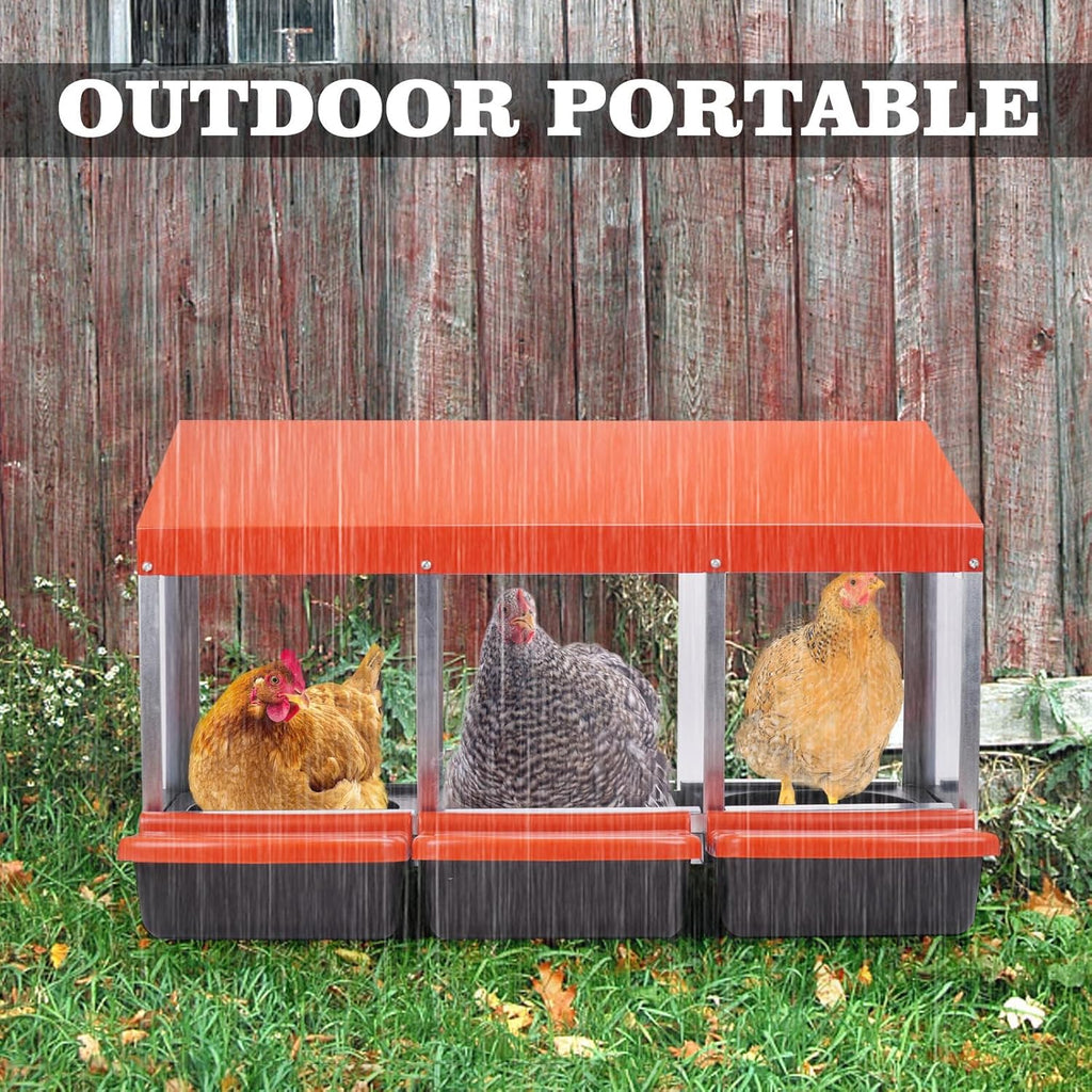 3 Compartment Metal Chicken Nesting Box with Lid Cover I447