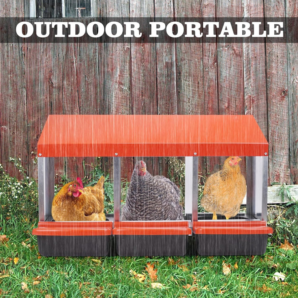3 Compartment Metal Chicken Nesting Box with Lid Cover I447