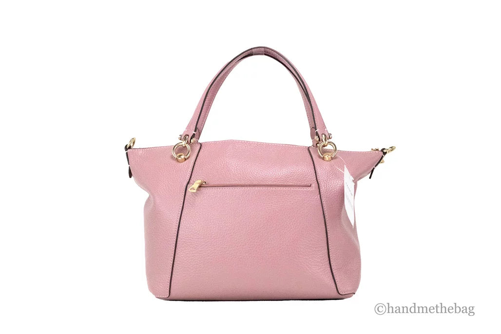 True Pink Pebbled Leather Top Zip Satchel Crossbody Handbag P239024