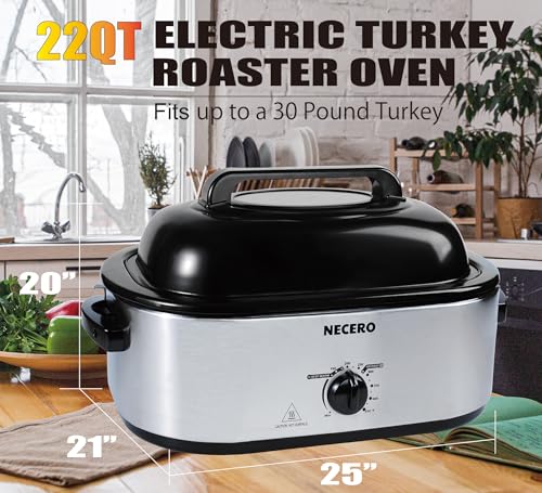 22Qt Electric Roaster Oven with Glass Lid and Removable Pan L121