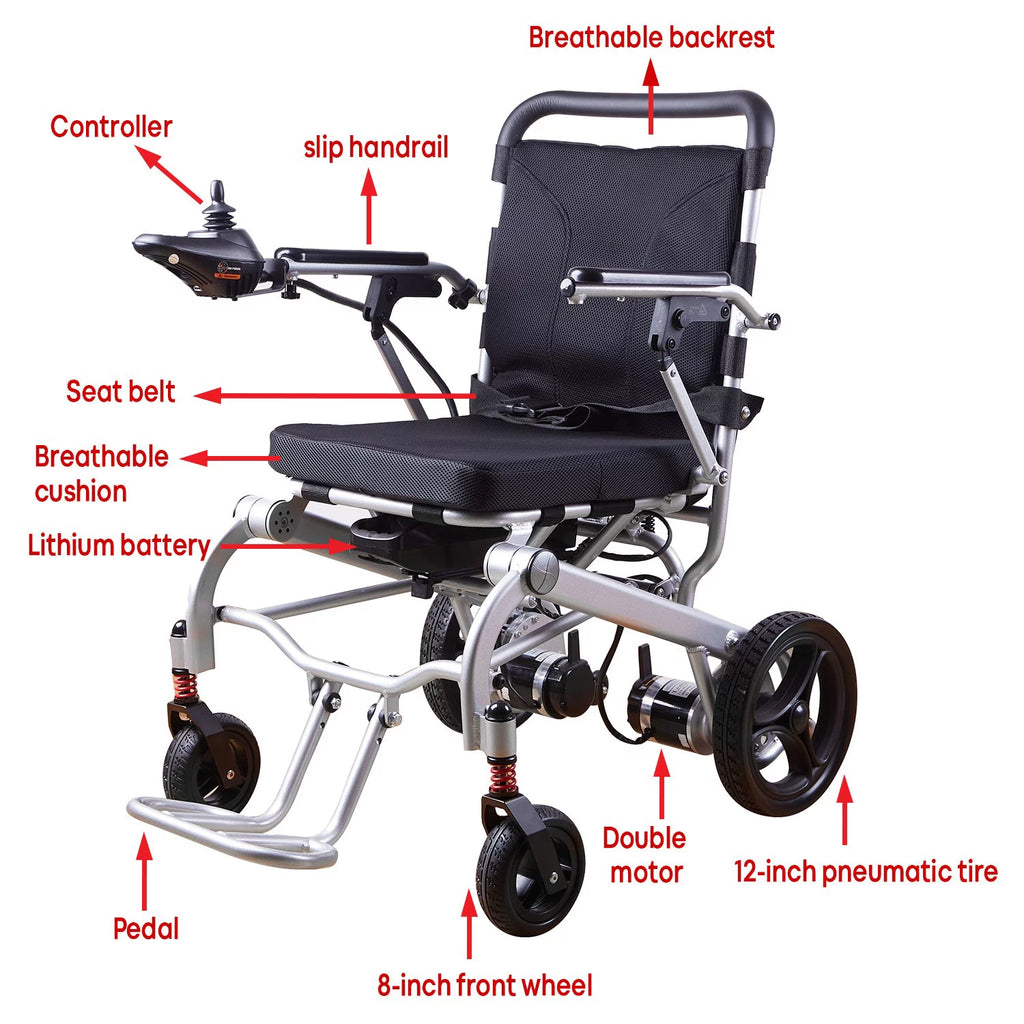 Super Lightweight Foldable Electric Wheelchair with Detachable Battery T9925