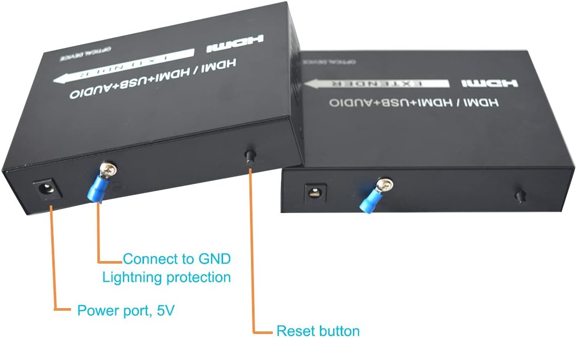 HDMI Extender Over Fiber Optic Cable Singlemode up to 20Km 1080P Transmitter and Receiver Kit K3707