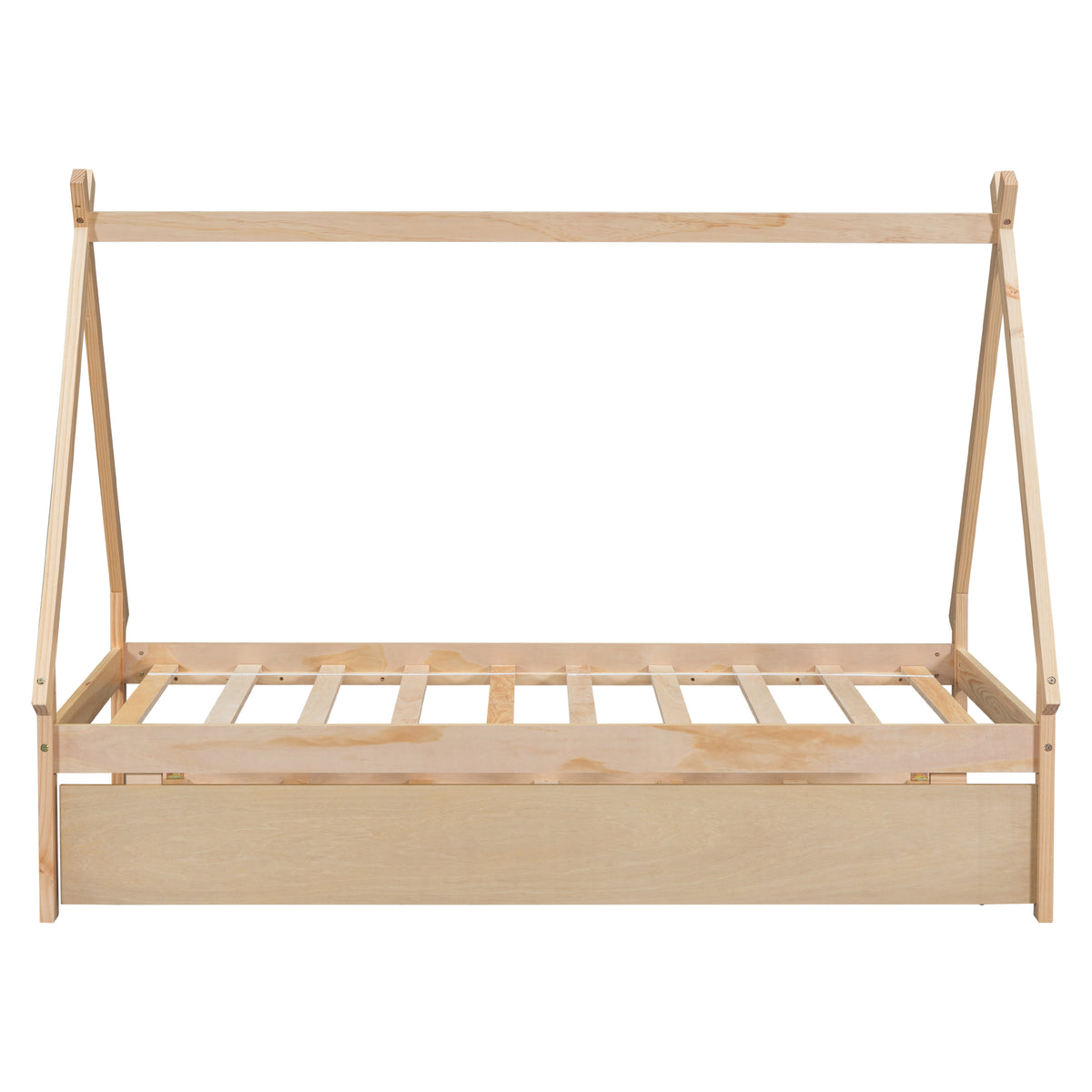 Natural Twin Size Teepee Bed with Trundle J162012