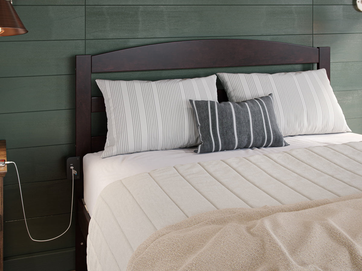 14" Queen Wood Platform Bed Frame with Twin XL Trundle, Espresso N9558