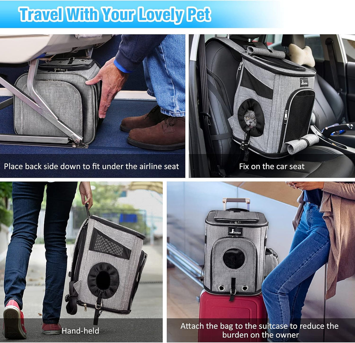Expandable Pet Carrier Backpack with Breathable Mesh D60090