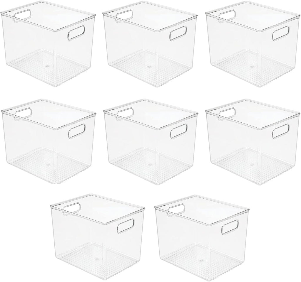 Clear 8 Pack Plastic Storage Organizer Bin Basket with Handle N2012
