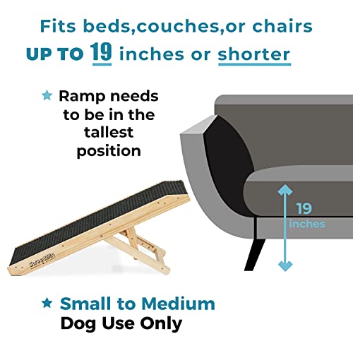 Wooden Folding Pet Ramp with Non Slip Carpet Surface, 4 Levels Height Adjustable Up to 110Lbs E123