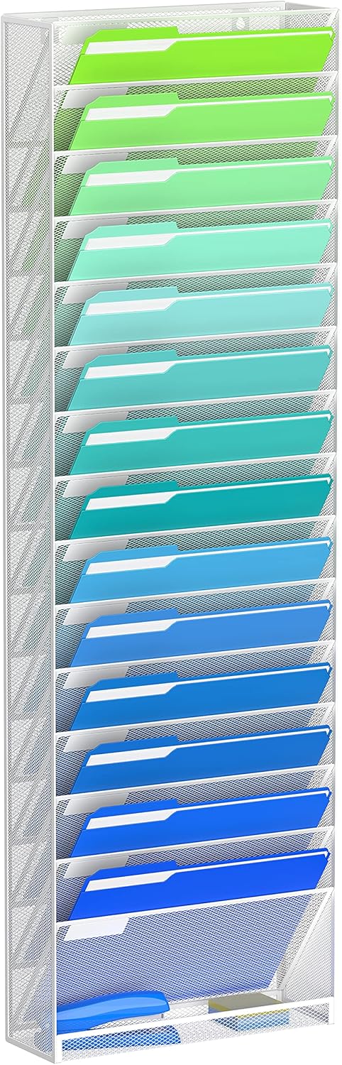 16-Tier White Mesh Wall File Organizer G6434