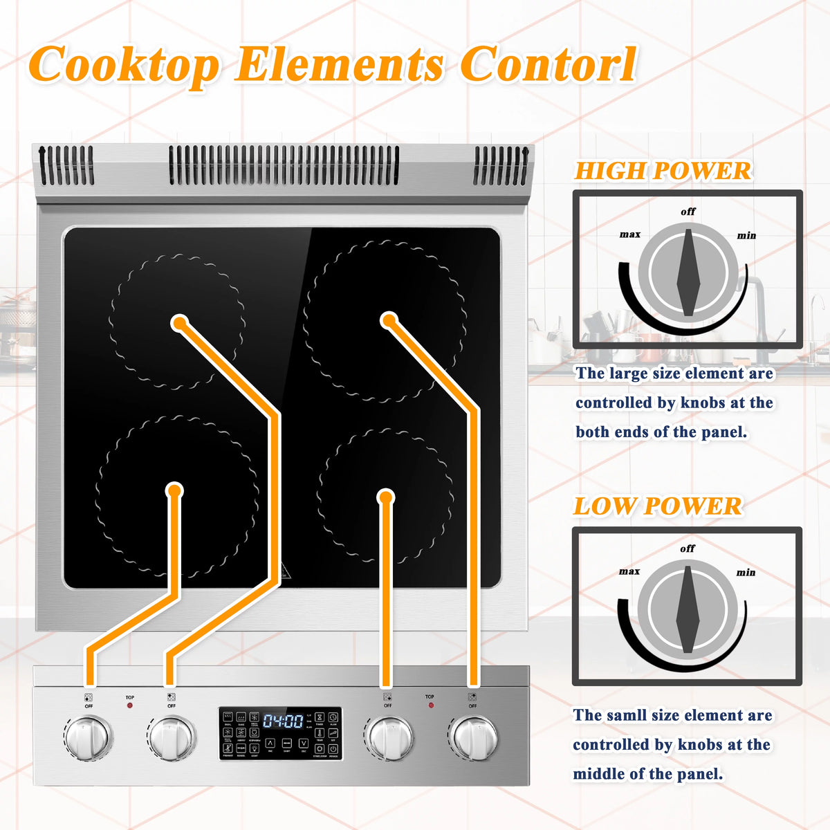 24 inch 2.9 Cu.ft Freestanding Electric Range with Convection Oven Y103