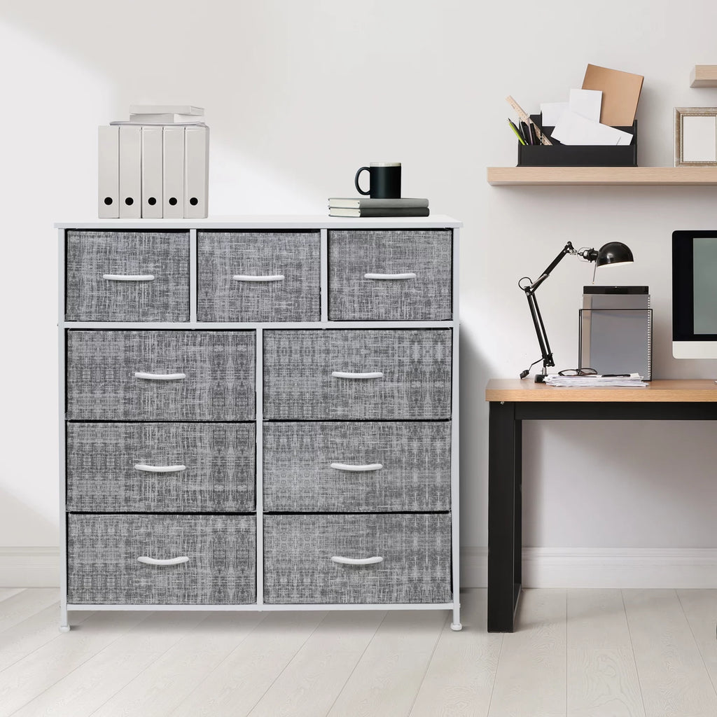 9 Drawer Fabric Dresser with Steel Frame R376797
