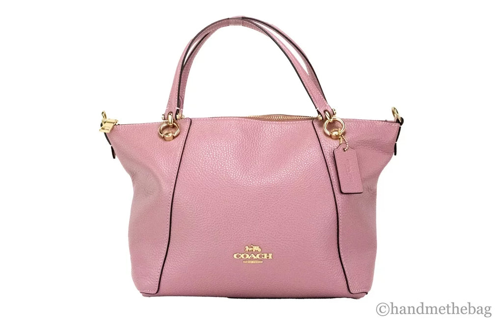 True Pink Pebbled Leather Top Zip Satchel Crossbody Handbag P239024