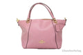 True Pink Pebbled Leather Top Zip Satchel Crossbody Handbag P239024