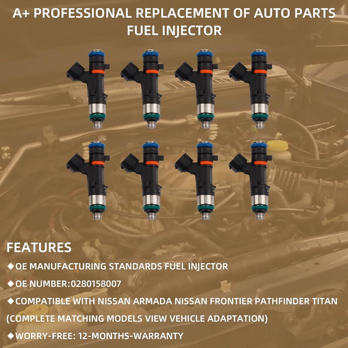 12 Holes 8 pcs Gasoline Fuel Injectors Set U287