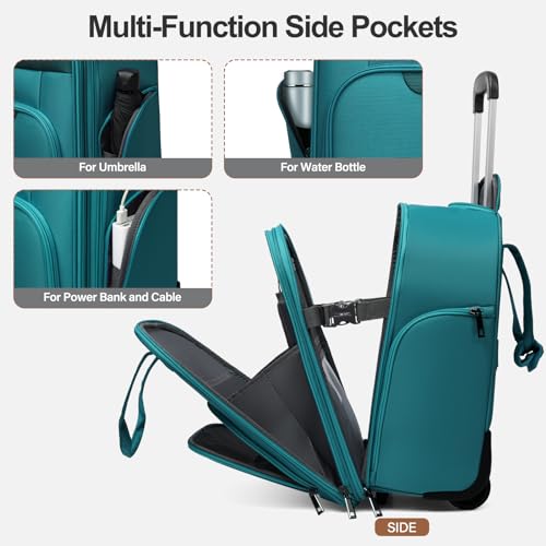 Teal Green 16-Inch Underseat Carry on Luggage With Wheels G7712
