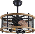 20-inch Industrial Caged Ceiling Fan with Lights Remote Control Q538793