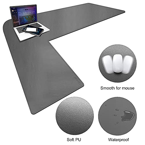 Grey 39.3x47.2x13 inches Corner Leather Desk Pad B55332
