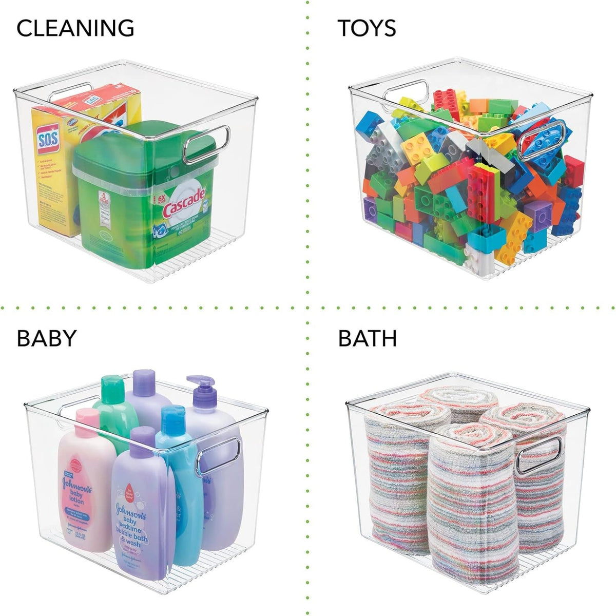 Clear 8 Pack Plastic Storage Organizer Bin Basket with Handle N2012