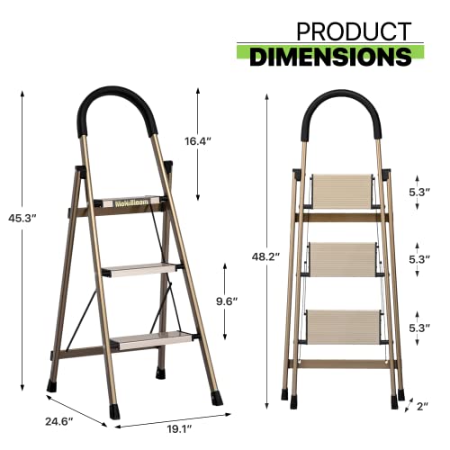 Aluminum 3-Step Folding Step Stool with Padded Grip Y55911
