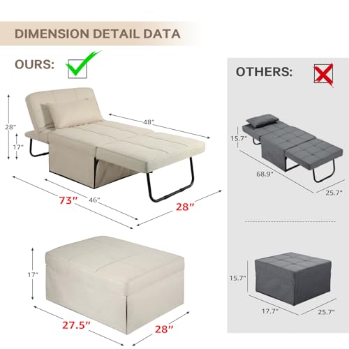 Gray Folding Sofa Bed Ottoman Y273260