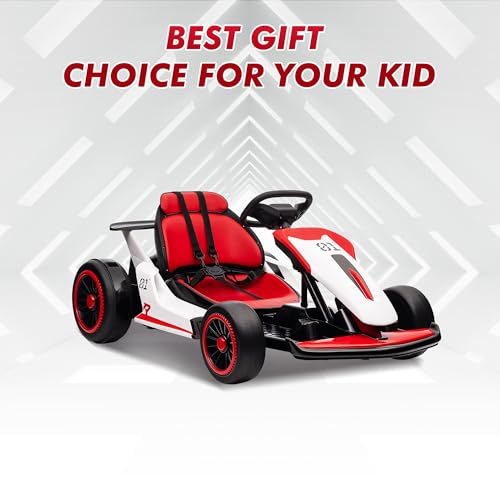 Electric Drift Kart Car with Adjustable Seat, 24V 7Ah, 2 * 200W Motor, 8.1 MPH, LED Lights K36438