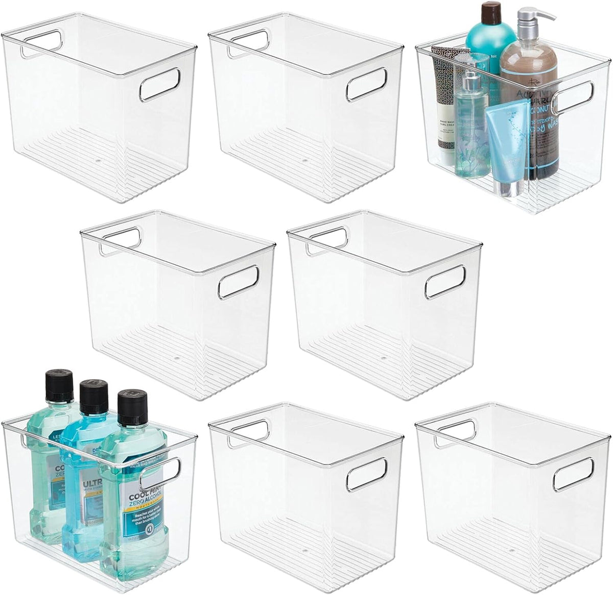 Clear 8 Pack Plastic Storage Organizer Bin Basket with Handle N2012