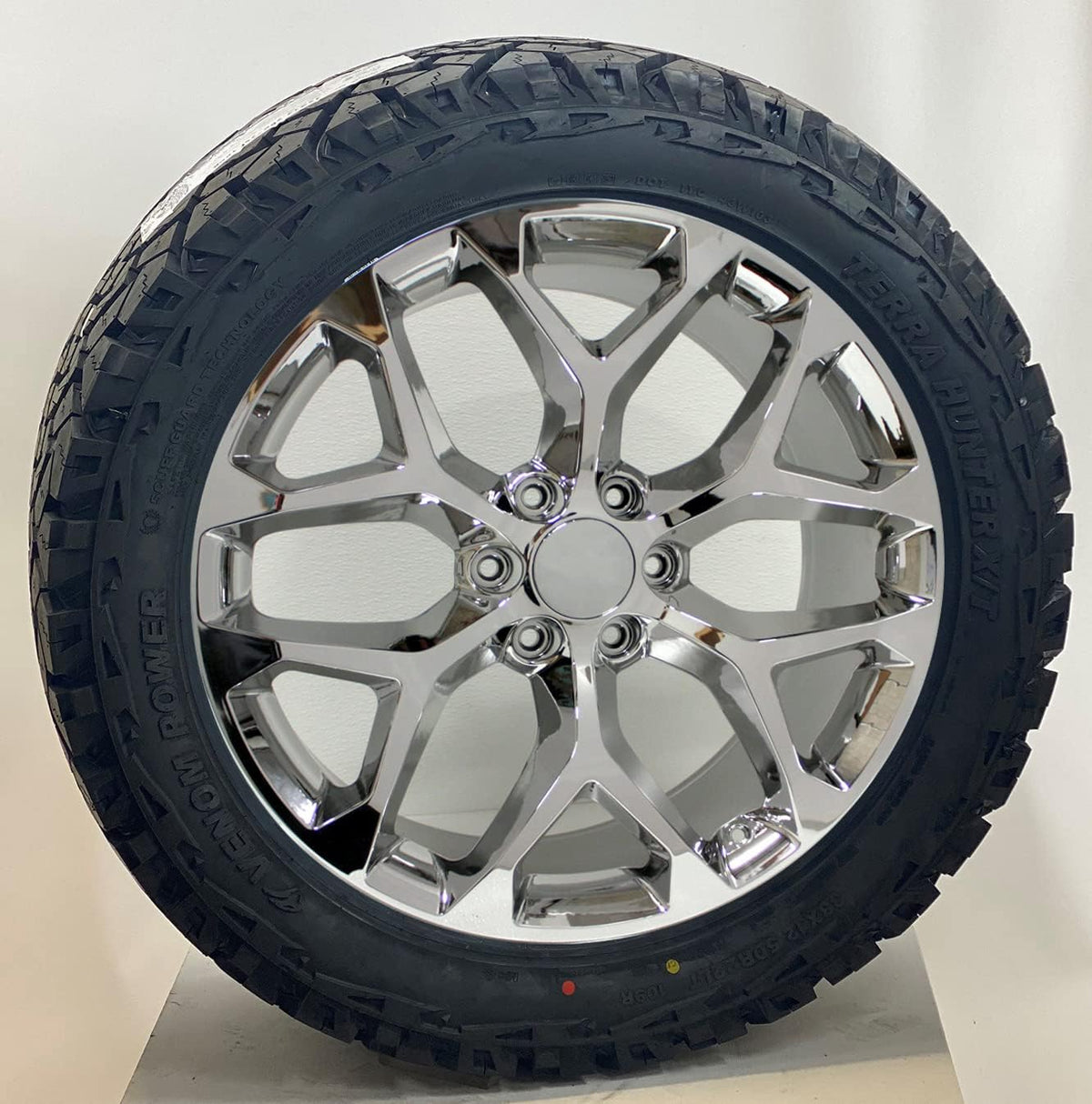 22 Inch Chrome Snowflake Wheels Rims with 33x12.50R22 Tires SET of 4 J37227