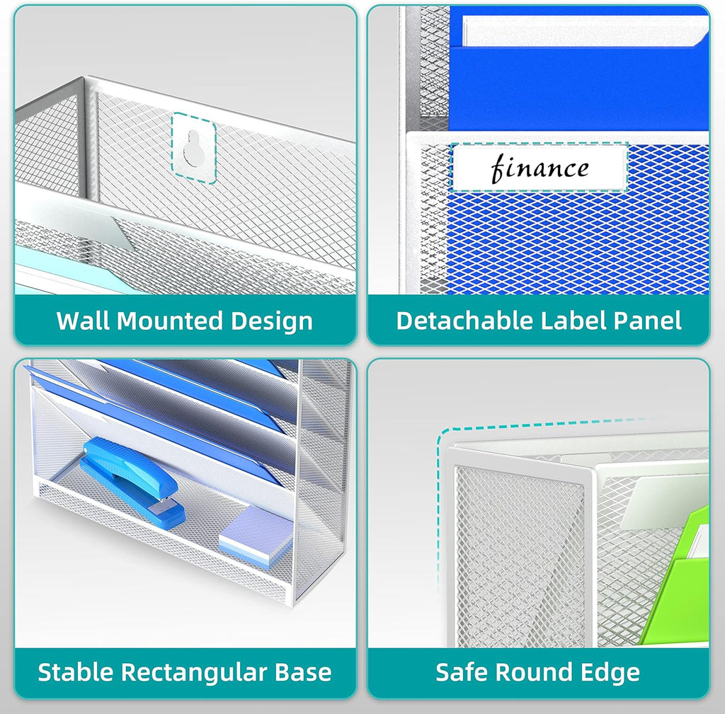 16-Tier White Mesh Wall File Organizer G6434