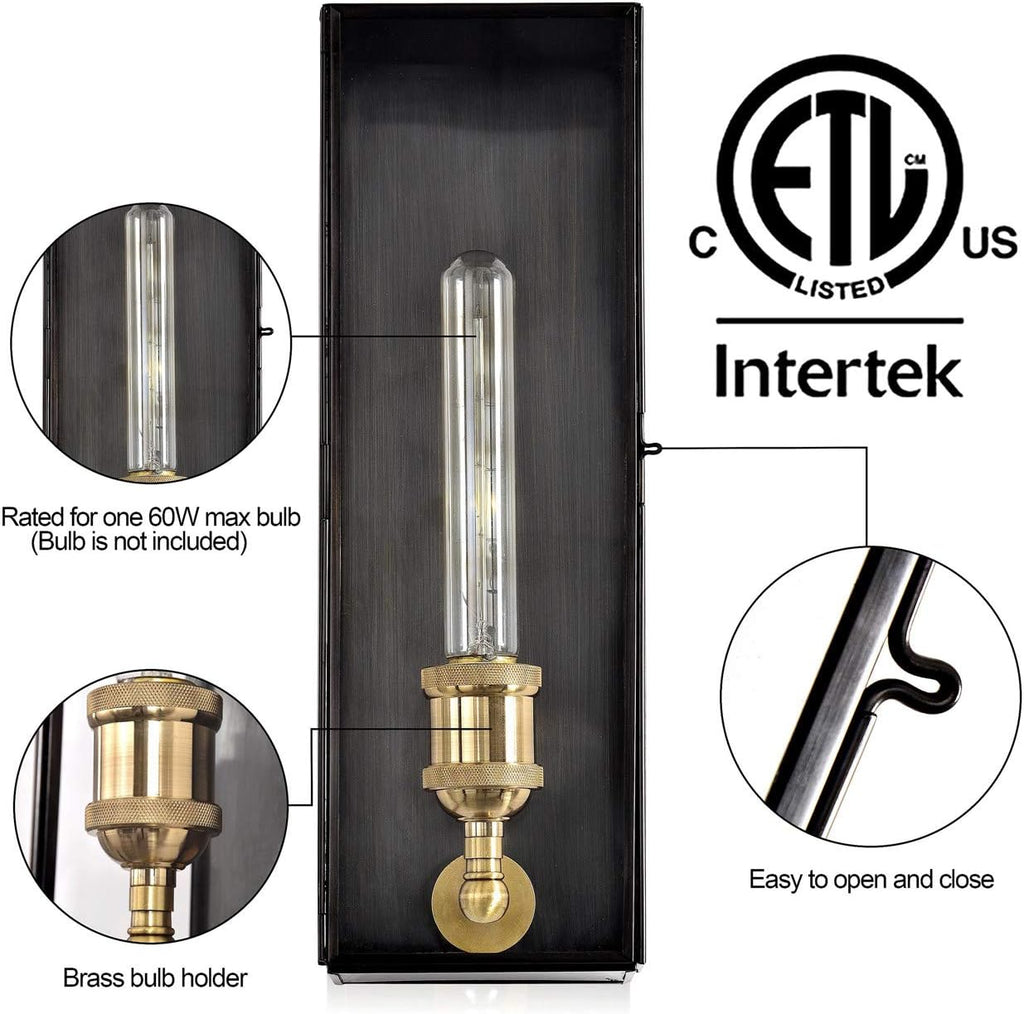 Brass Outdoor Wall Sconce with Clear Tempered Glass R800733