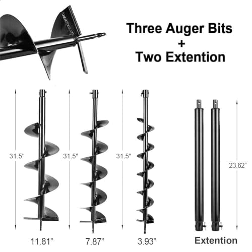 72cc Gas Powered Earth Auger with Three Drill Bit 4" 6" 8" and Three Extension Rods 8" 12" 20" X227
