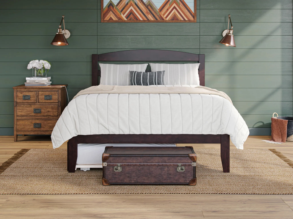 14" Queen Wood Platform Bed Frame with Twin XL Trundle, Espresso N9558