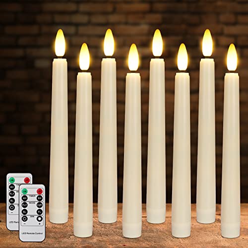 4PCS Battery Operated 8 Inch Warm White 3D Flame Taper Candles with Remote B151