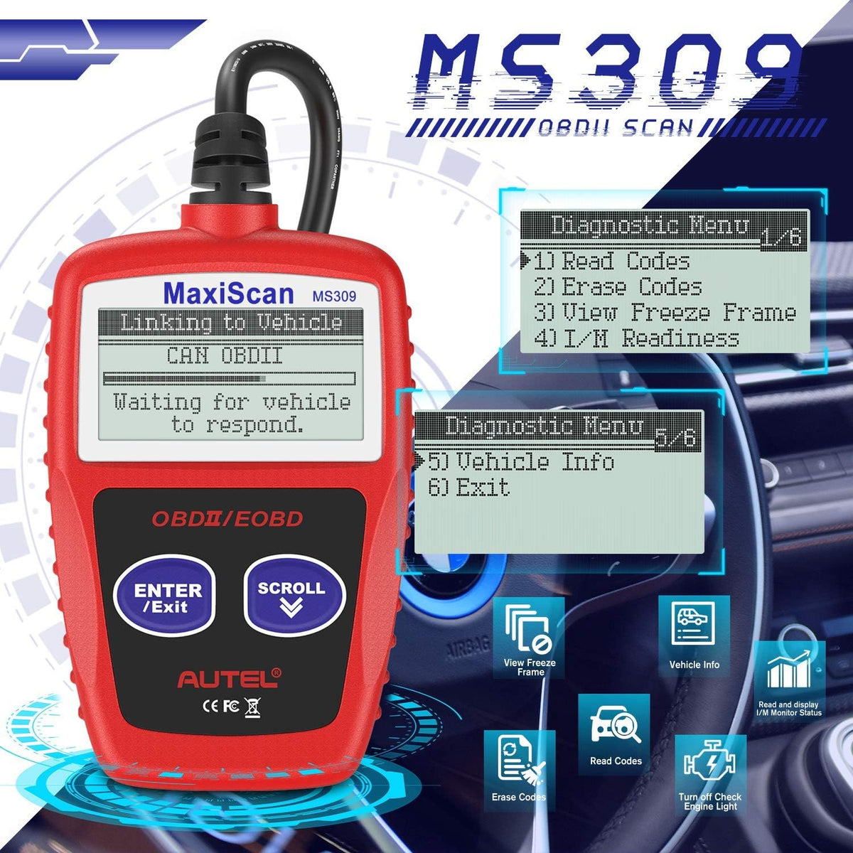 OBD2 Scanner Universal Car Engine Fault Code Reader Y6889