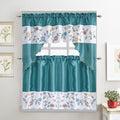 Turquoise 3-Piece Kitchen Curtain Set, 58x36 & 28x36 inches Z946