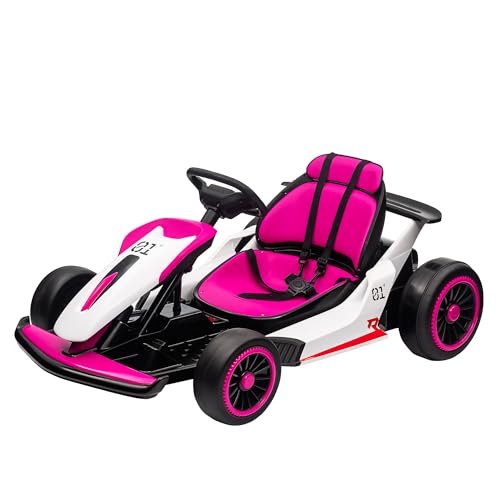 Electric Drift Kart Car with Adjustable Seat, 24V 7Ah, 2 * 200W Motor, 8.1 MPH, LED Lights K36438