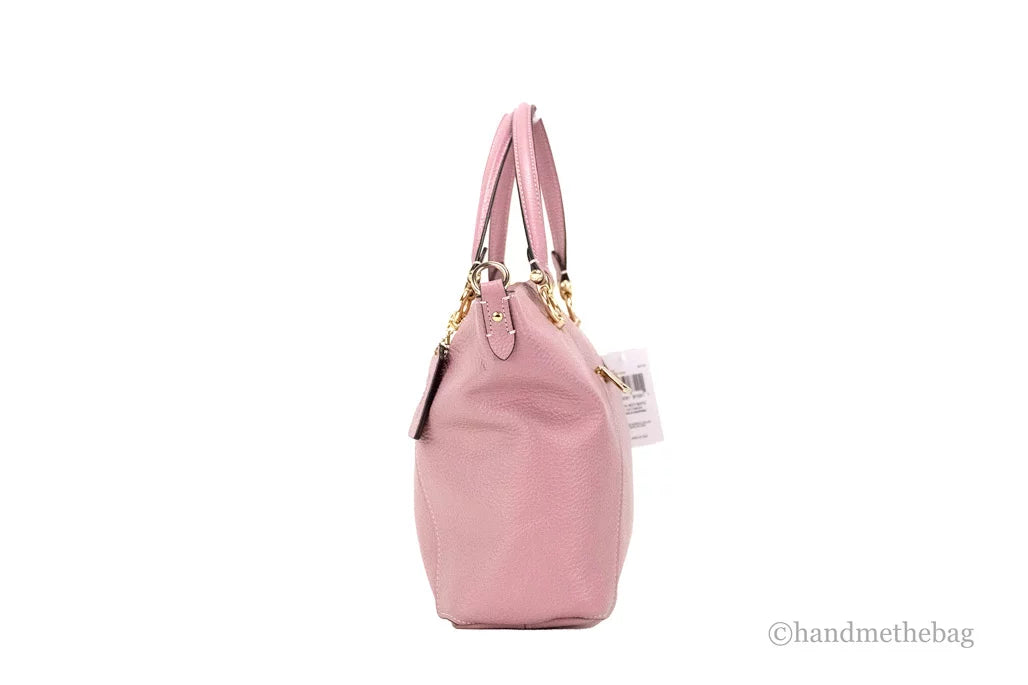 True Pink Pebbled Leather Top Zip Satchel Crossbody Handbag P239024