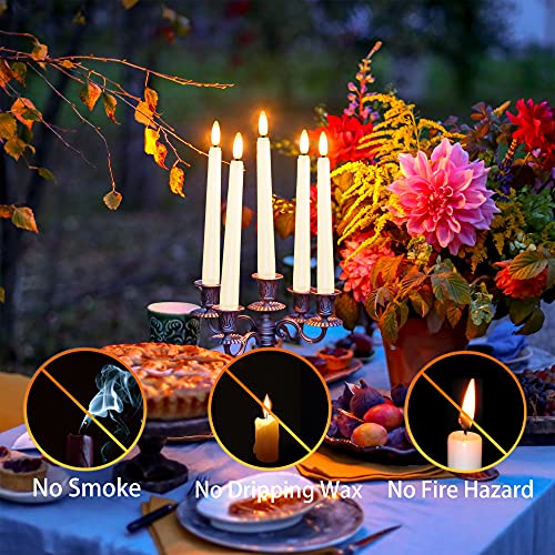 4PCS Battery Operated 8 Inch Warm White 3D Flame Taper Candles with Remote B151