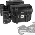 2 Pack Black Synthetic Leather Lockable Motorcycle Saddlebags K645952