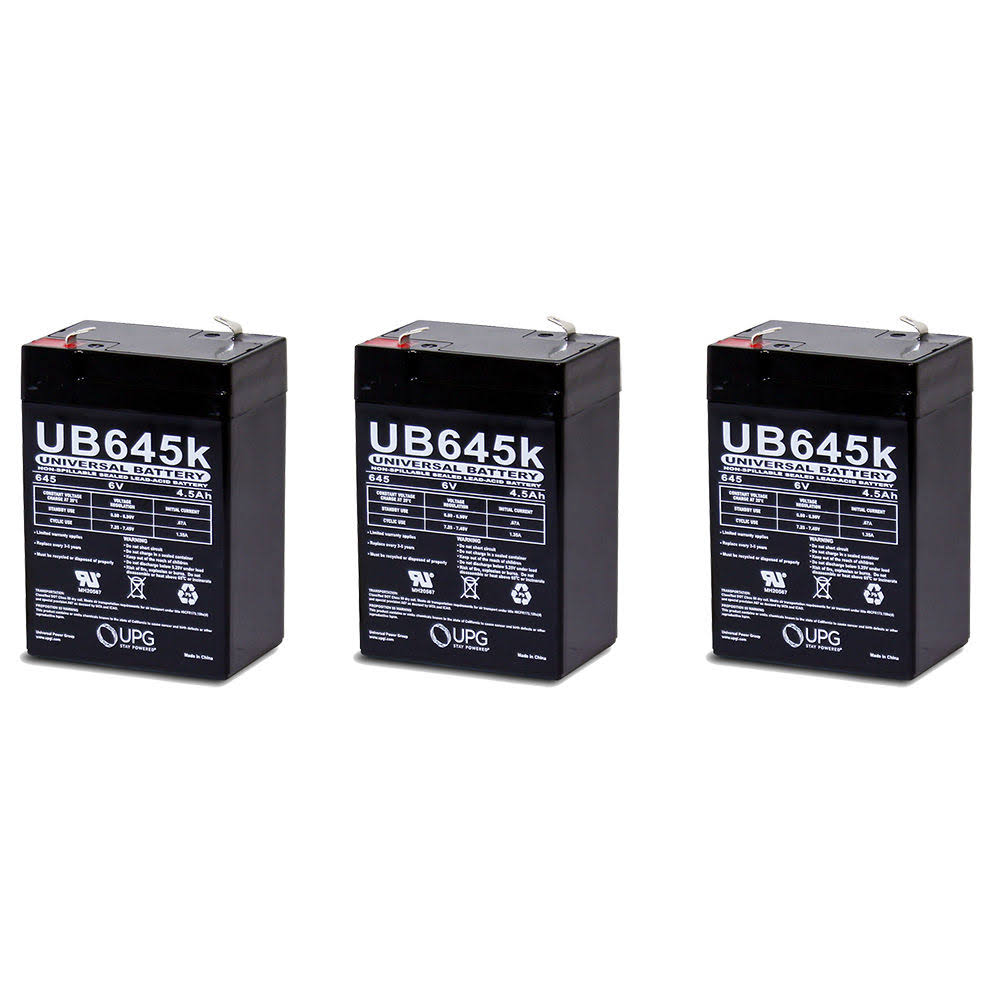 6 Volt 4.5Ah Rechargeable Sealed Battery 3 Pack K4765