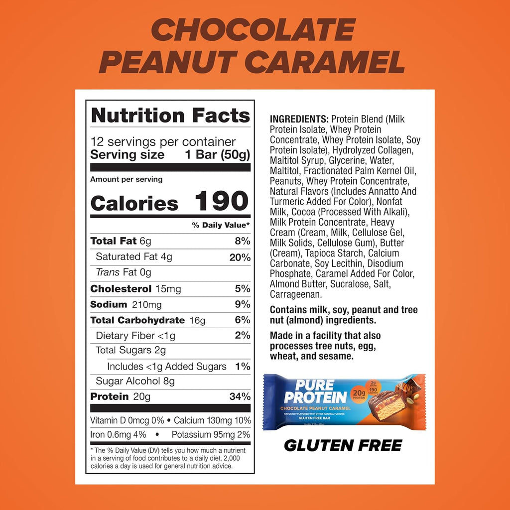 Chocolate Whey Protein Powder 1.78lbs and Chocolate Peanut Caramel Protein Bars 12 Count 1.76oz I73269
