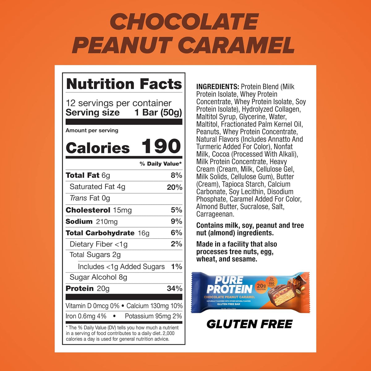 Chocolate Whey Protein Powder 1.78lbs and Chocolate Peanut Caramel Protein Bars 12 Count 1.76oz I73269