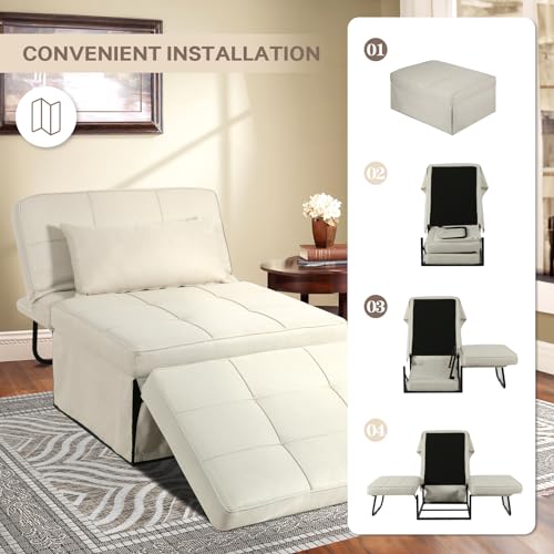 Gray Folding Sofa Bed Ottoman Y273260