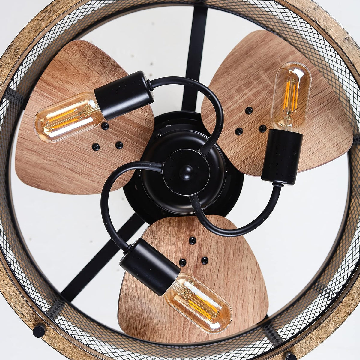 20-inch Industrial Caged Ceiling Fan with Lights Remote Control Q538793